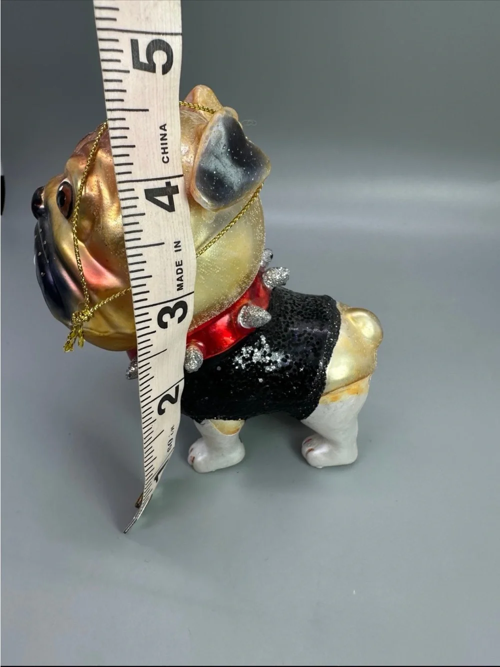 Fabulous Bulldog /Pug Glass Christmas Ornament Holiday Dog